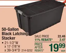 Menards 50-Gallon Black Latching Latching Stacker offer