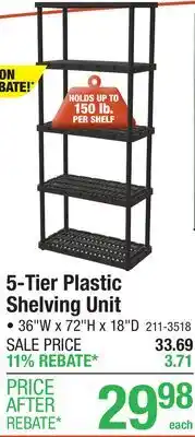 Menards 5-Tier Plastic Shelving Unit offer