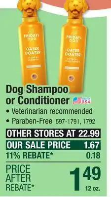Menards Dog Shampoo or Conditioner offer