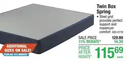 Menards Twin Box Spring offer