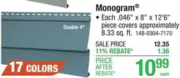 Menards Monogram offer