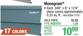 Menards Monogram offer