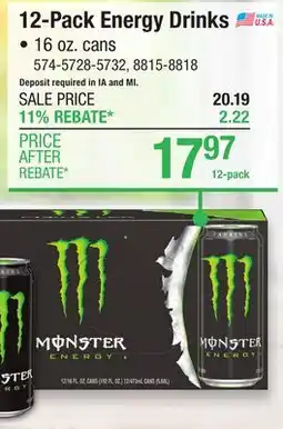 Menards 12-Pack Energy Drinks offer
