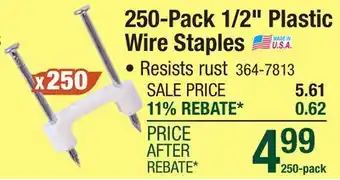 Menards 250-Pack 1/2 Plastic Wire Staples offer