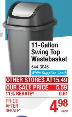 Menards 11-Gallon Swing Top Wastebasket offer