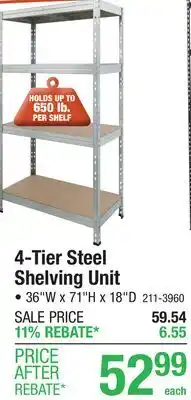 Menards 4-Tier Steel Shelving Unit offer