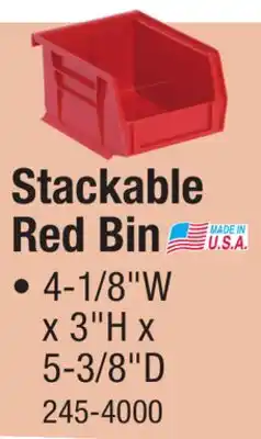 Menards Stackable Red Bin offer