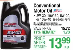 Menards Conventional Motor Oil offer