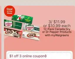 Walgreens 12-Pack Canada Dry or Dr Pepper Products offer