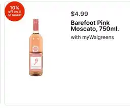 Walgreens Barefoot Pink Moscato, 750ml offer