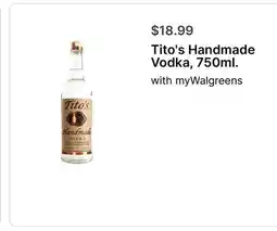 Walgreens Tito's Handmade Vodka offer