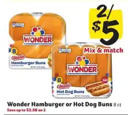 Winn Dixie Wonder Hamburger or Hot Dog Buns offer