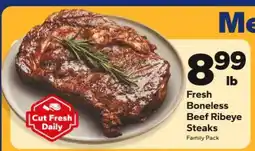 Save a Lot Fresh Boneless Beef Ribeye Steaks offer