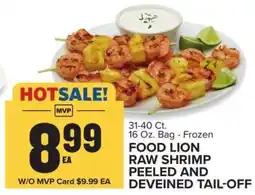 Food Lion FOOD LION RAW SHRIMP PEELED AND DEVEINED TAIL-OFF offer