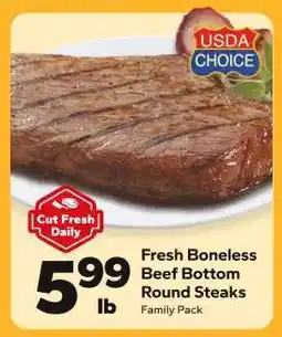 Save a Lot Fresh Boneless Beef Bottom Round Steaks offer