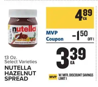 Food Lion Nutella Hazelnut Spread offer