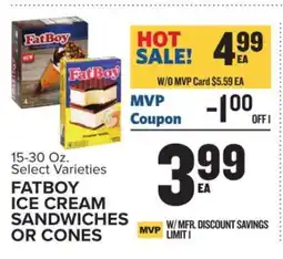 Food Lion FatBoy Ice Cream Sandwiches or Cones offer