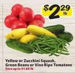 Winn Dixie Yellow or Zucchini Squash, Green Beans or Vine Ripe Tomatoes offer