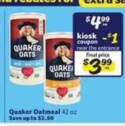 Winn Dixie Quaker Oatmeal offer