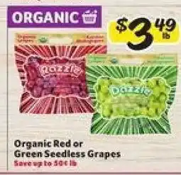 Winn Dixie Organic Red or Green Seedless Grapes offer