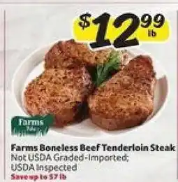 Winn Dixie Farms Boneless Beef Tenderloin Steak offer