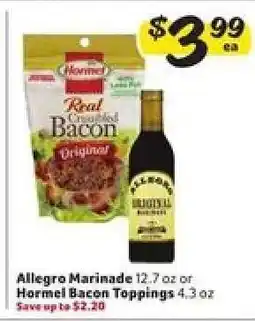 Winn Dixie Allegro Marinade or Hormel Bacon Toppings offer