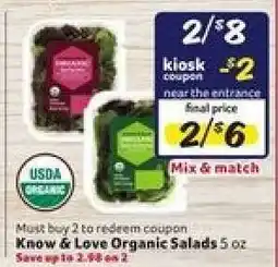 Winn Dixie Know & Love Organic Salads offer