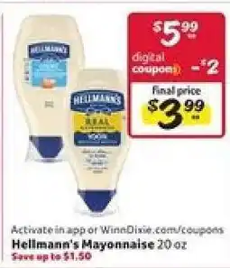 Winn Dixie Hellmann's Mayonnaise offer