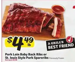 Winn Dixie Pork Loin Baby Back Ribs or St. Louis Style Pork Spareribs offer