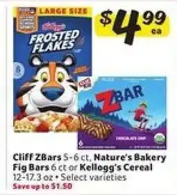 Winn Dixie Cliff ZBars, Nature's Bakery Fig Bars, or Kellogg's Cereal offer