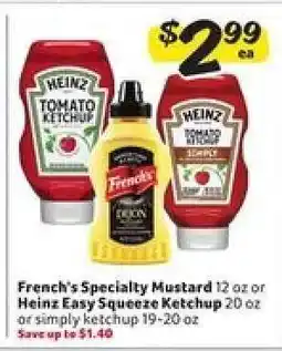 Winn Dixie French's Specialty Mustard or Heinz Ketchup offer