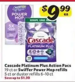 Winn Dixie Cascade Platinum Plus Action Pacs or Swiffer Power Mop Refills offer