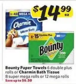 Winn Dixie Bounty Paper Towels or Charmin Bath Tissue offer