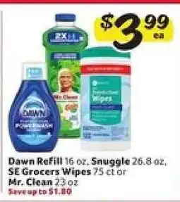 Winn Dixie Dawn Refill, Snuggle, SE Grocers Wipes, Mr. Clean offer