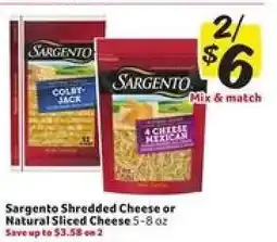 Winn Dixie Sargento Shredded Cheese or Natural Sliced Cheese offer