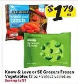 Winn Dixie Know & Love or SE Grocers Frozen Vegetables offer