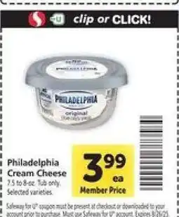 Safeway Philadelphia Cream Cheese offer