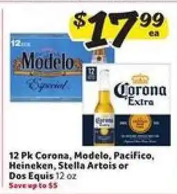 Winn Dixie 12 Pk Corona, Modelo, Pacifico, Heineken, Stella Artois or Dos Equis offer