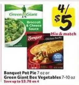 Winn Dixie Banquet Pot Pie or Green Giant Box Vegetables offer