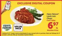 Safeway Open Nature Lamb Loin Chops offer