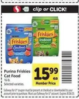Safeway Purina Friskies Cat Food offer