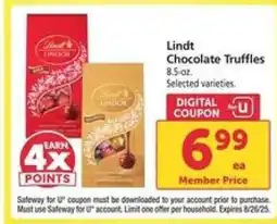 Safeway Lindt chocolate truffles offer