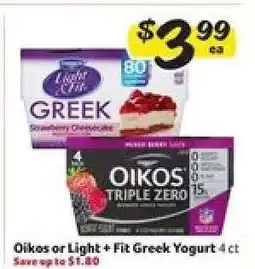 Winn Dixie Oikos or Light + Fit Greek Yogurt offer