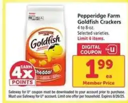 Safeway Pepperidge Farm Goldfish Crackers offer