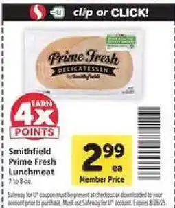 Safeway Smithfield Prime Fresh Lunchmeat offer