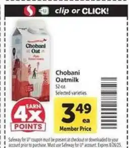 Safeway Chobani Oatmilk offer
