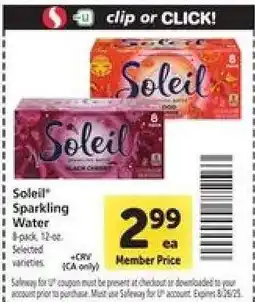 Safeway Soleil Sparkling Water offer