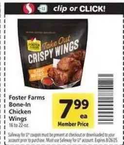Safeway Foster Farms Bone-In Chicken Wings offer