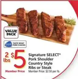 Safeway Signature SELECT Pork Shoulder Country Style Ribs or Steak offer