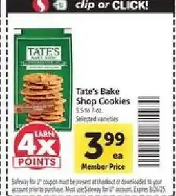 Safeway Tate's Bake Shop Cookies offer